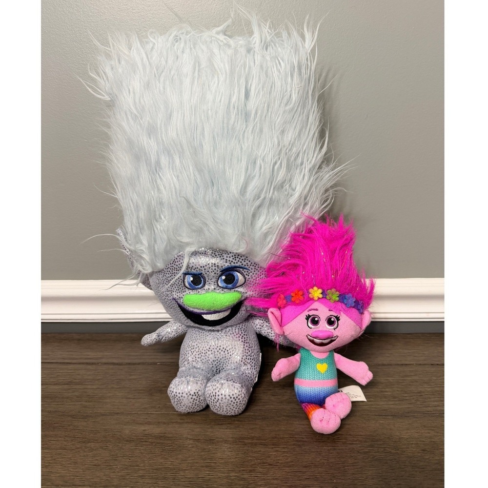 DreamWorks Trolls Guy Diamond and Poppy Plush Stuffed Animal Toys lot of 2